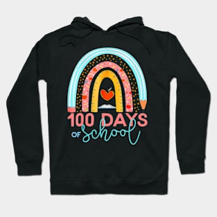 100Th Day Of School Teacher 100 Days Smarter Boho Rainbow Hoodie